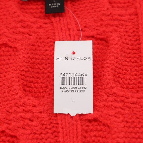 NWT ANN TAYLOR Zip-Up Cable Sweater Jacket Vibrant Red Size L - Picture 10 of 12